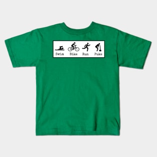 Swim Bike Run Puke Kids T-Shirt